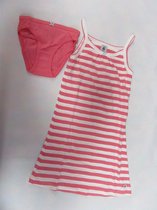 Petit bateau - Nachthemd - Slaapkleed + slip  - Streepje roze /wit - Zonder mouw - 8 jaar 128