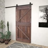Schuifdeur met beslag 90x210 cm grenenhout donkerbruin