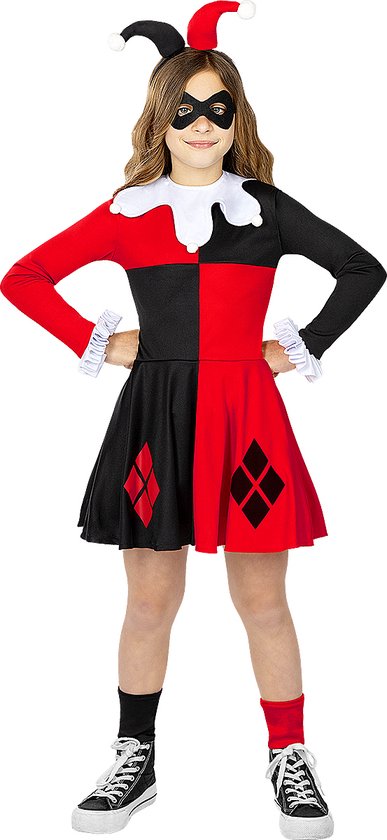 FUNIDELIA Harley Quinn-kostuum - DC Comics voor meisjes Superhelden - jaar cm) - Rood