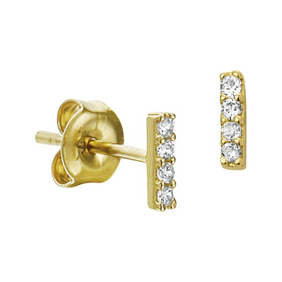The Jewelry Collection Clous d'Oreille Barre Zircone - Or Jaune
