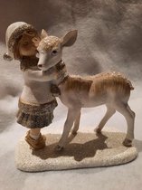Enfants dansant au lampadaire et enfant avec bambi set décoration de Noël