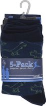 Jongens sokken 5-PACK - ruimte / haaien -blauw/groen/oranje - maat 35/38 - 80% katoen - naadloos aan de teen