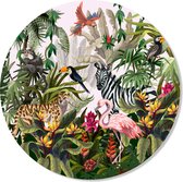 Muurcirkel - jungle roze - dibond - voor binnen en buiten - 50 cm diameter