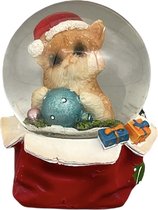 Wurm - Sneeuwbol - Kerst - Poes met kerstbal - Ø8 - 9 cm - Polyresin
