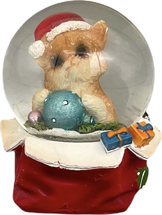 Wurm - Boule à Neige - Noël - Chat avec Boule de Noël - Ø8 - 9 cm -  Polyrésine | bol.com