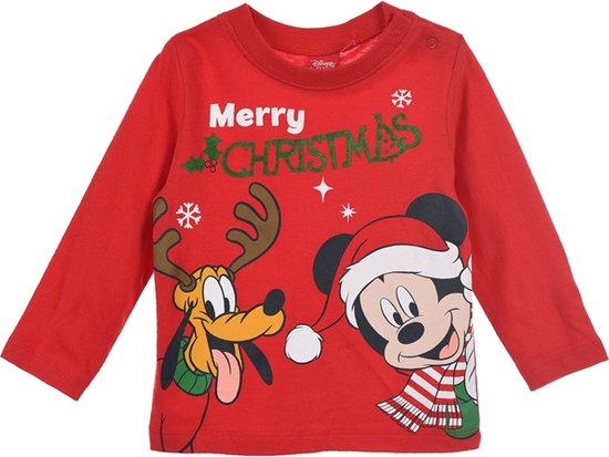Disney - Mickey Mouse et Pluto - bébé/bambin - manches longues - rouge - taille 12 mois (74)