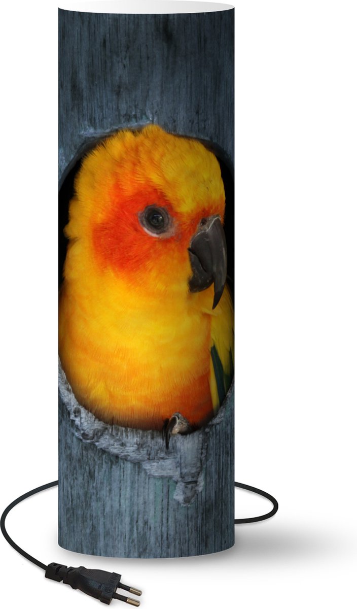 Lamp - Nachtlampje - Tafellamp slaapkamer - Een Zonparkiet zit in een nest in een boom - 60 cm hoog - Ø19.1 cm - Inclusief LED lamp