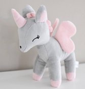 Eenhoorn knuffel grijs/roze - 35cm hoog