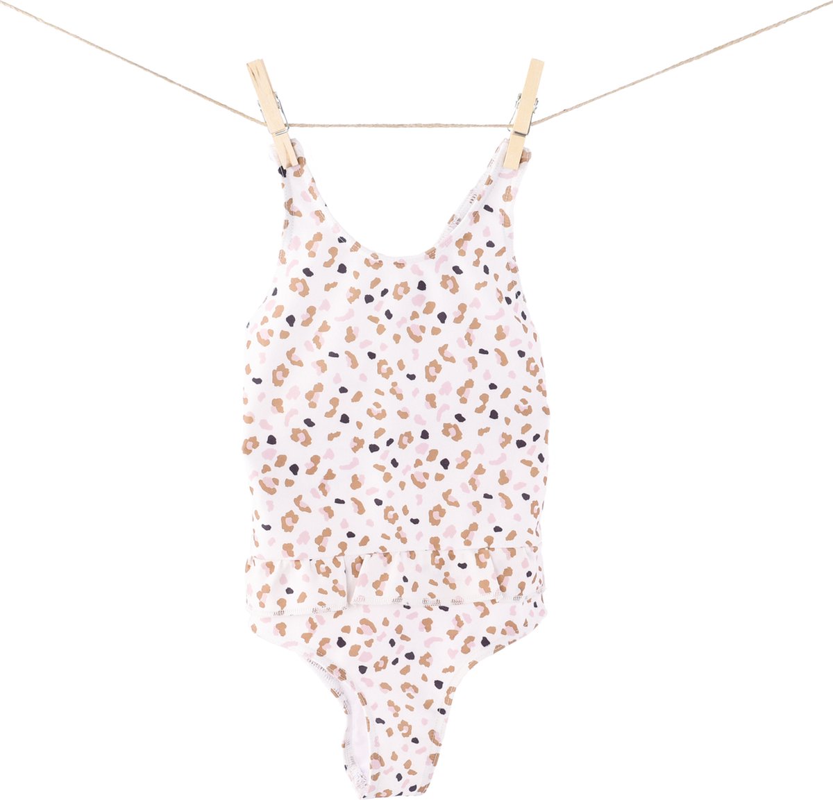 Swim Essentials | Kaki Panterprint Meisjes UV Badpak - Maat 134/140