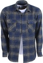 Heren Overhemd - Overshirt - Oversized - Flanel - Geblokt - Navy Geel