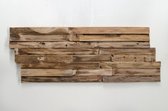 Houtstrip Teakhout Plank 3D Shell Natural Natuurlijk Bruin - Gerecycled - 50x20x1-3cm