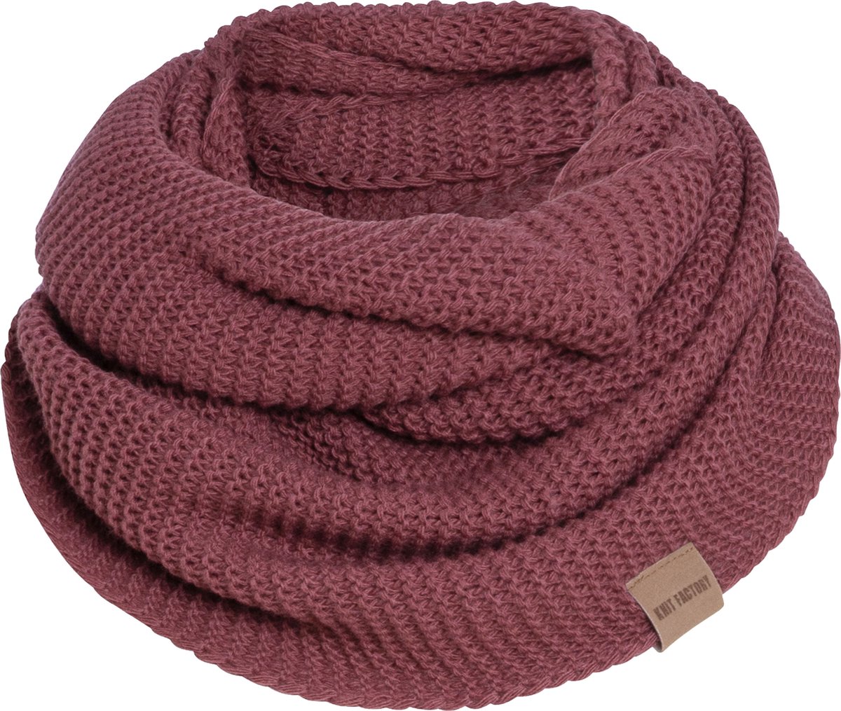 Knit Factory Jamie Gebreide Colsjaal - Ronde Sjaal - Nekwarmer - Wollen Sjaal - Rode Colsjaal - Dames sjaal - Heren sjaal - Unisex - Stone Red - One Size