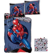 Marvel Spider-Man Dekbedovertrek- Eenpersoons 140 x 200 cm- 100% polyester- dubbelzijdig- kussen 63x63cm