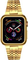 YONO Roma Schakel Bandje geschikt voor Apple Watch - 41 mm - 40 - 38 - Vervangende RVS iWatch Metalen Armband met Screen Protector Hoesje - Goud