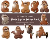 Luiaard Stickers - Sticker Pack met 5 Sloth Stickers - Sloth Sticker - Schattige Dieren - Luiaards - Journaling - Bullet Journal - Scrapbooking - Leuke Stickers - Laptop Sticker - Telefoon Sticker - Dieren - Dier - Lief - Cute