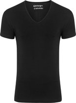 Garage 206 - Bodyfit T-shirt diepe V-hals korte mouw zwart XL 95% katoen 5% elastan