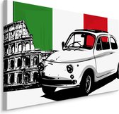 Schilderij - Fiat voor het Colosseum, Italiaanse Vlag, Premium Print