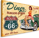 Schilderij - Route66, Diner, Burger & Beer, Premium Print