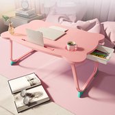 roze - opvouwbare laptopstandaard - studeertafel - draagbare houten computerbureau - voor bedbank thee serveertafel