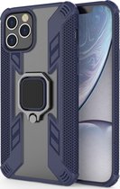Apple iPhone 12 Hoesje - Mobigear - Armor Ring Serie - Hard Kunststof Backcover - Blauw - Hoesje Geschikt Voor Apple iPhone 12