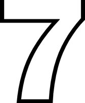 GROOT huisnummersticker 7 WIT (20cm hoog) plakcijfer/cijfersticker nummer 7