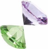 Nep edelstenen/diamanten van glas 5 cm doorsnede lila en groen - decoratie of speelgoed