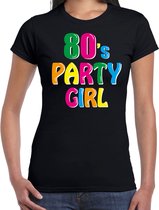 Eighties / 80s party girl verkleed feest t-shirt zwart dames - Jaren 80 disco/feest shirts / outfit / kleding / verkleedkleding 2XL