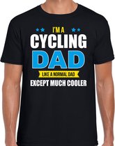 Cycling dad like normal except cooler cadeau t-shirt zwart - heren - hobby / vaderdag / cadeau shirts M