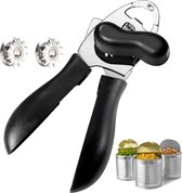 Blikopener - Blikopener plus Flesopener - RVS - Silicone - Zwart