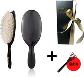 Brosse à cheveux Cheveux Wit - Edition Limited Zwart - Massage - Brosse - Zwart - Coffret Cadeau - Cadeau - Poils de Sanglier - Cheveux Doux - Extensions - Homme - Femme - Garçon - Fille - Trans
