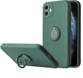 Apple iPhone 12 | 12 Pro Back Cover | Telefoonhoesje | Ring Houder | Donker Groen