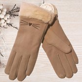 Winter handschoenen Les Moustaches du Chat van BellaBelga  - beige