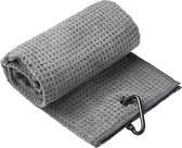 ixen Microfiber Golf Handdoek - Snel drogend - Grote haak - Grijs - 30 cm x 50 cm - Golfhanddoek