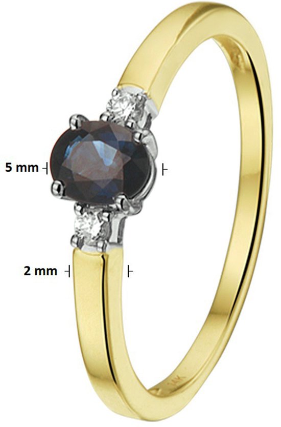 The Jewelry Collection Ring Saffier En Diamant 0.05ct H Si - Bicolor Goud