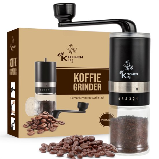 Koffiemolen koffiemaler bonenmaler koffie grinder – handmatige koffiemolen – rvs – 6 grofheidsstanden – simpel & snel