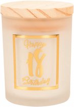 Verjaardag - Geurkaars - White/gold - Happy Birthday - 18 jaar - giftbox zwart/goud - In cadeauverpakking