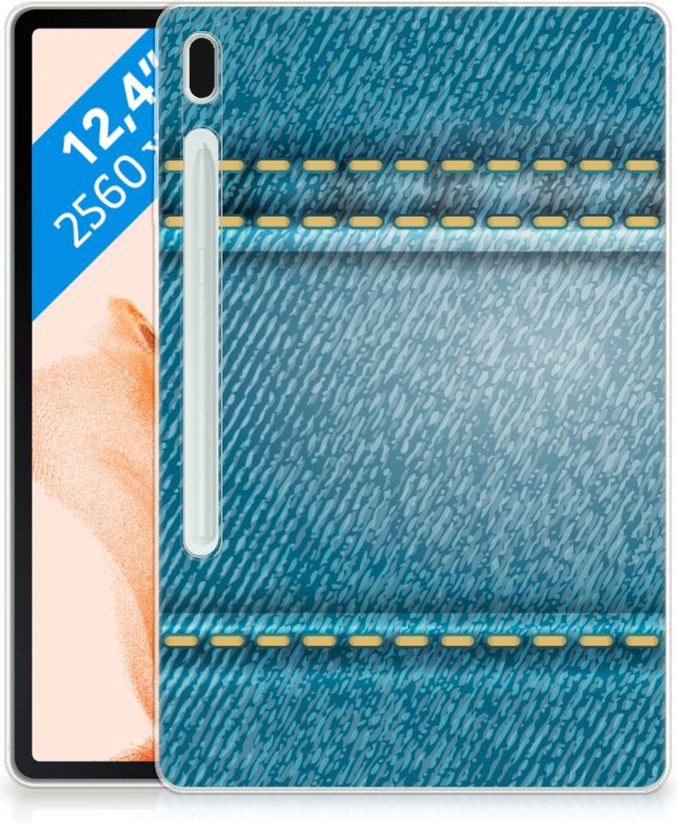 Samsung Galaxy Tab S7FE Leuke Siliconen Hoes Jeans