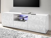 Tv-meubel ERIS - Met led-verlichting - Twee deuren en 1 lade - Wit gelakt L 181 cm x H 56 cm x D 43 cm