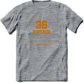 36 Jaar Legend T-Shirt | Goud - Zilver | Grappig Verjaardag Cadeau | Dames - Heren | - Donker Grijs - Gemaleerd - XXL