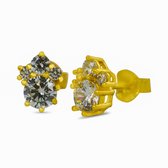 Silventi 9SIL-21819 Zilveren Oorknopjes - Dames - Zirkonia - 9,2 x 7 mm - Zilver - Gold Plated (Verguld/Goud op Zilver)