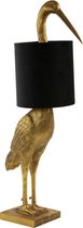 Light & Living - Tafellamp Crane - Antiek Brons Goud - Inclusief Velvet Zwart Kap - 76cm hoog - Kraanvogel - Dierenlamp - Reiger