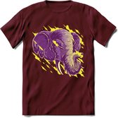 Dieren T-Shirt | Olifant shirt Heren / Dames | Wildlife elephant cadeau - Burgundy - XL