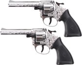 Set de 2x speelgoed Revolvers/pistolets ringo avec 8 coups de 20 cm - accessoires de déguisement armes