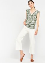 LOLALIZA T-shirt met korte vlindermouwen - Khaki - Maat XL