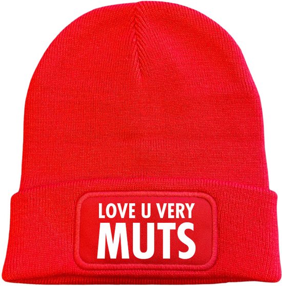 Wintermuts rood - Love u very muts - soBAD. | Winter soBAD. muts | Wintersport| Après ski outfit Warme Muts voor Volwassenen | Heren en Dames Beanie