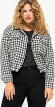 LOLALIZA Bomber jack met tweed print - Zwart - Maat XL