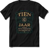 10 Jaar Legendarisch Gerijpt T-Shirt | Aqua - Ivoor | Grappig Verjaardag Cadeau | Dames - Heren | - Zwart - S