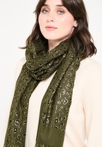 LOLALIZA Sjaal met metallic luipaard print - Khaki - Maat One size
