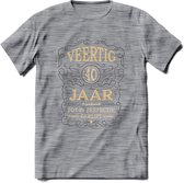 40 Jaar Legendarisch Gerijpt T-Shirt | Grijs - Ivoor | Grappig Verjaardag Cadeau | Dames - Heren | - Donker Grijs - Gemaleerd - XXL