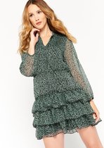 LOLALIZA Korte jurk met luipaard print - Licht Groen - Maat 44